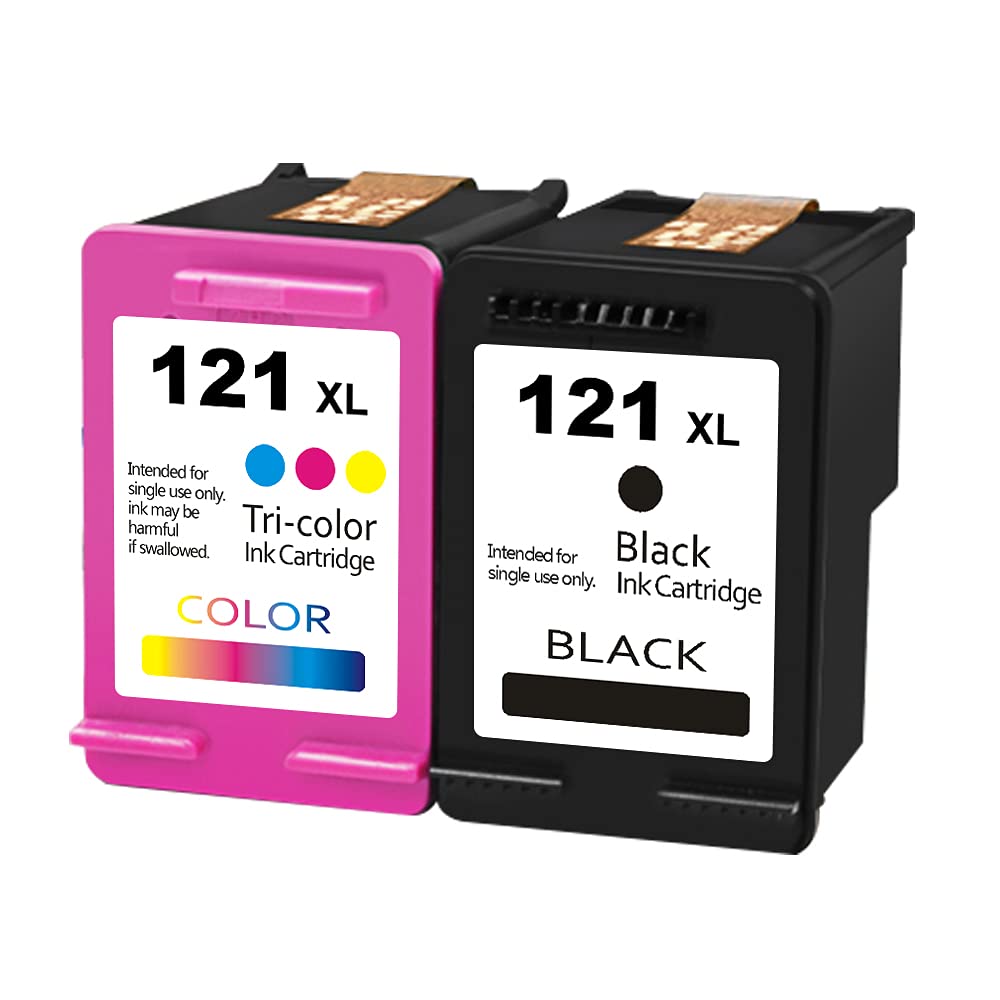 Remanufactured for HP 121 XL Ink Cartridge for HP121 XL Replacement Ink Cartridges for HP Deskjet F2423 F2483 F2493 F4213 F4275 F4283 F4583 D2563 Printer 1 Black 1 Color