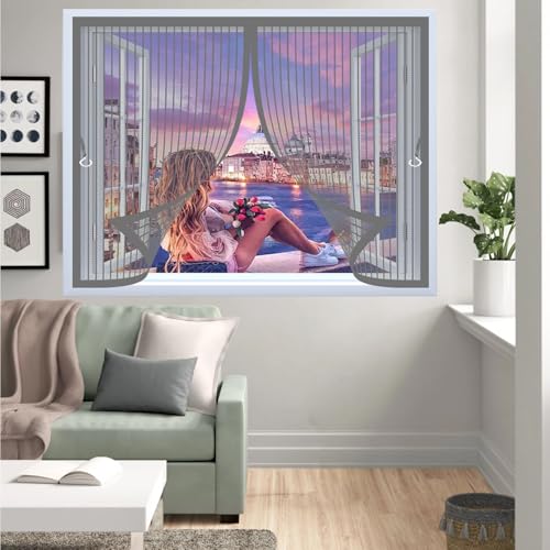 �Ԍ˃J�[�e�� �}�O�l�b�g 104 x 101 cm �}�O�l�b�g�J���Ԍ˃G�R�����h�A�p�����t���ȒP���C�΍��C�̓���ւ�����G�R�f�M�J�[�e�����ւɓK�p����h�A�x���_���֏���������ł�, �O���[