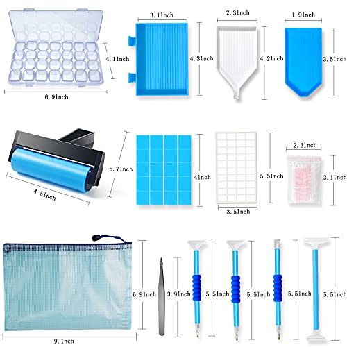 Hulameda 56Pcs 5D Diamond Painting Tools, Diamond Painting Accessories With 28 Grids Diamond Embroidery Box And Diamond Painting Roller For Kids And Adult(Blue) #TOP1