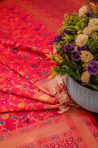 Image of DEVANGI Women's Woven Banarasi Silk Dupatta /Chunni For Women, Floral Print 1 Meter Wide and 2.3 Meter Length Printed Designer Dupatta /Chunni For Girls