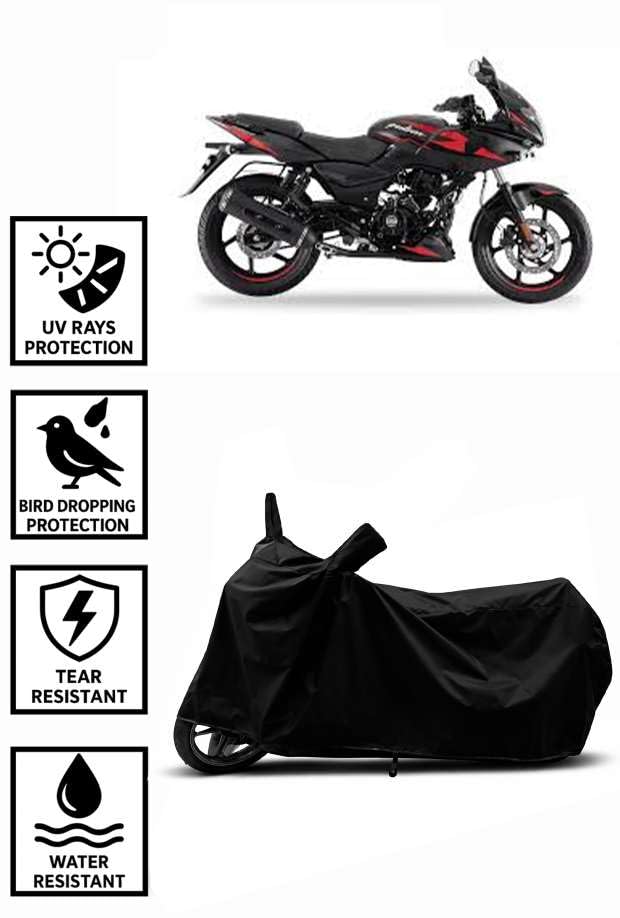 Image of Heavy Duty Waterproof Scooty & Bike Cover for Bajaj Pulsar 220f - UV Resistant, Dustproof & Rain Protection, All-Weather Outdoor Cover for Bikes & Scooty with Buckle Straps