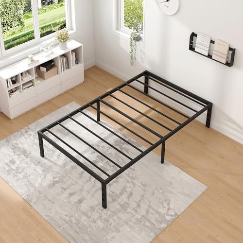 NEW JETO Metal Bed Frame,Twin Size Bed Frame with Storage Space,Heavy Duty Sturdy Mattress Foundation,Easy Assembly,No Box Spring Needed, Black,14 Inch,Twin — view 7