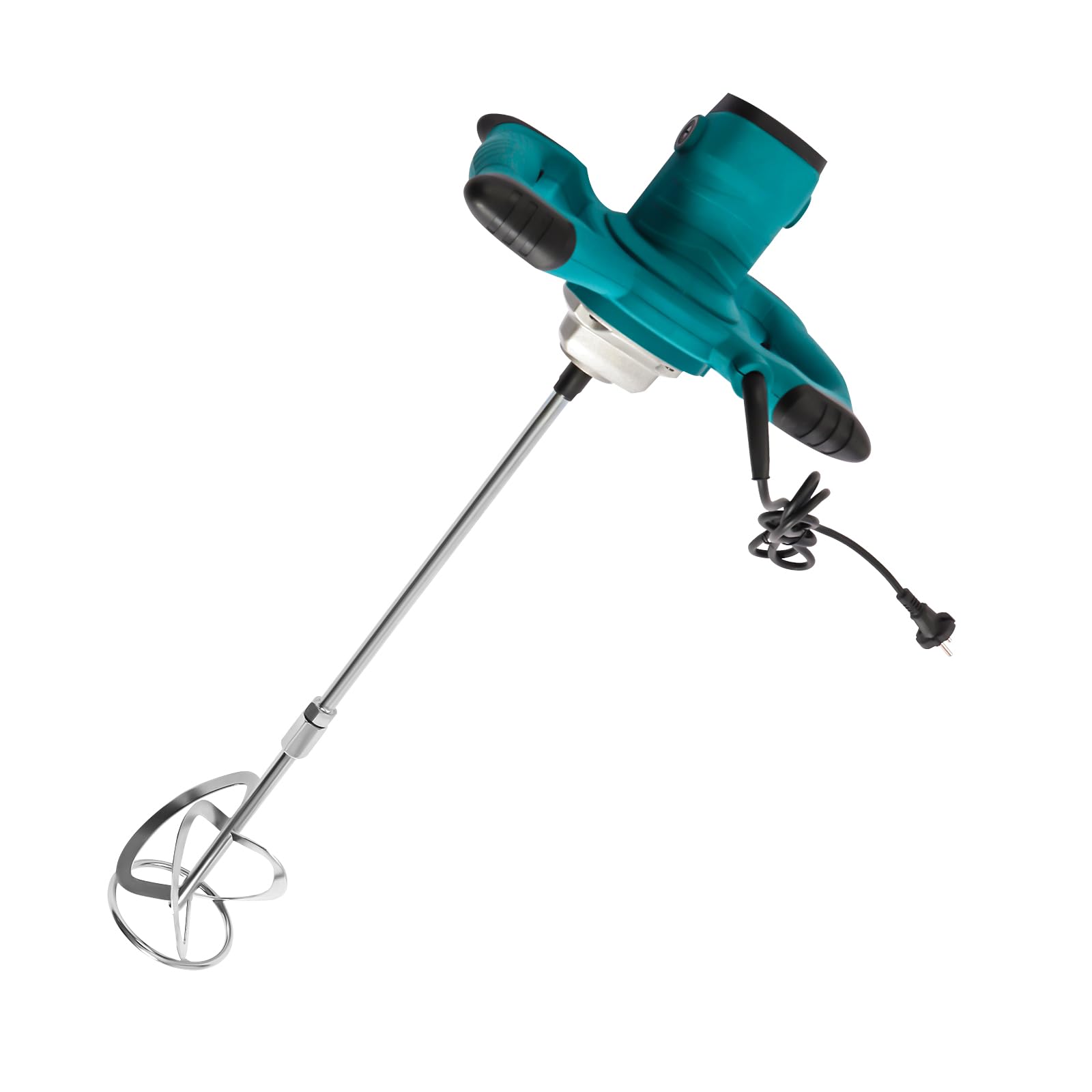 Mezclador de mortero eléctrico portátil azul de 2100 W, mezcladora de cemento manual con velocidad ajustable para construcción, hormigón, yeso, mortero, pintura y proyectos de bricolaje