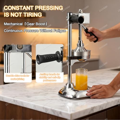 Exprimidor de limón de metal resistente, exprimidor manual de cítricos con base en forma de U y moldes dobles para jugo de naranja, limón, lima y granada