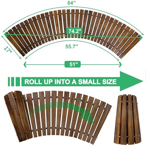 RELIANCER 6' Wooden Garden Pathway,Outdoor Roll Out Cedar Curved Walkway,Patio Path Decorative Garden Boardwalk Walkways,Weather-Resistant Roll Up Beach Wood Road Floor,Wedding Party Pathways