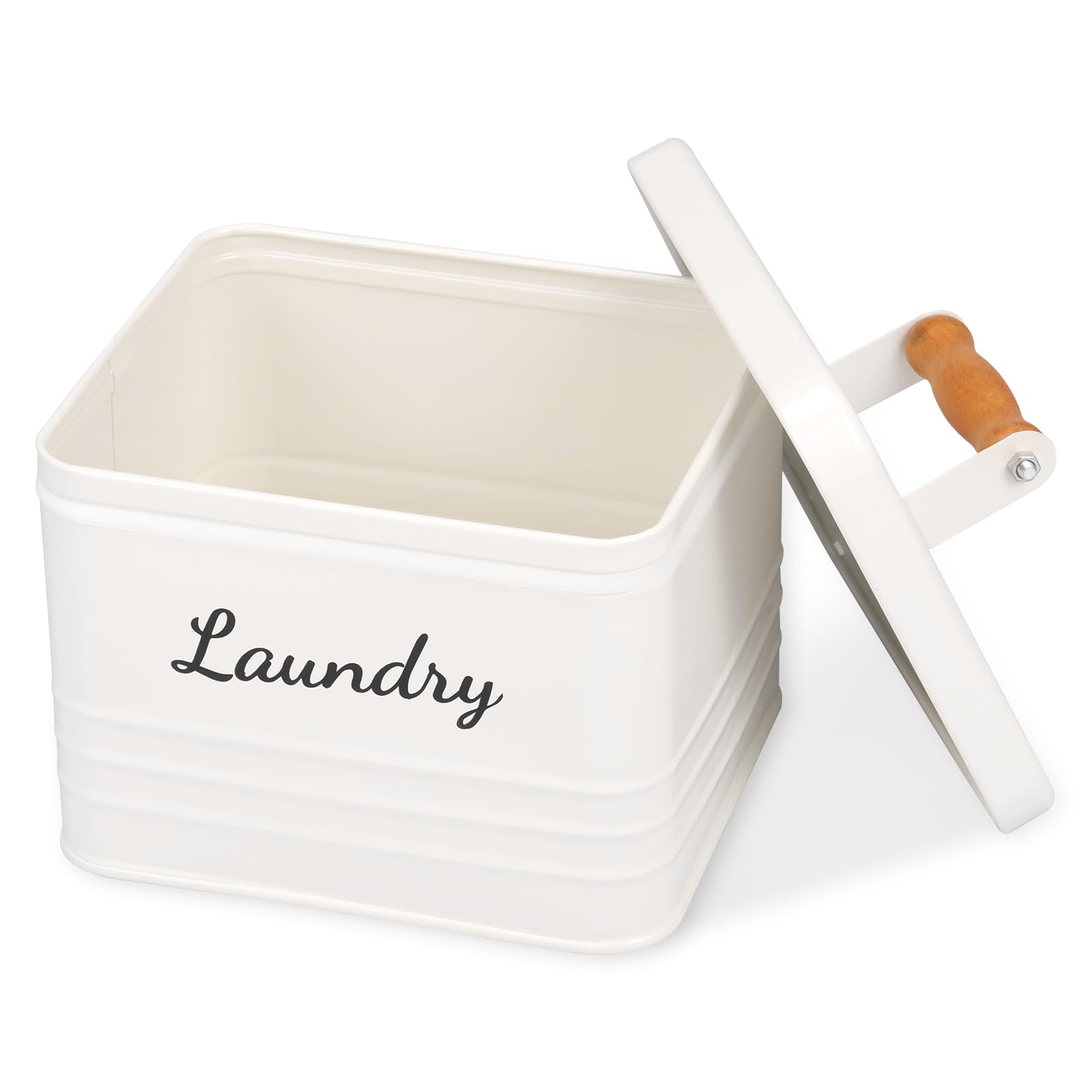 Nihuifdpy White Laundry Storage Containers, Metal Dryer Sheets Organiser With Lid, 18.5X13x15cm Minimalist Dryers Sheet Holder For Easy Access, Holds Laundry Gel, Dryer Sheets, Clips(White)