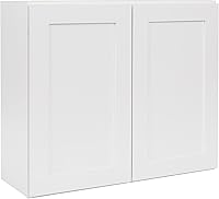 ONESTOCK White Shaker Wall Cabinet 24"W x 30"H x 12"D RTA - Kitchen Laundry Bathroom Storage with Soft-Close Hinges