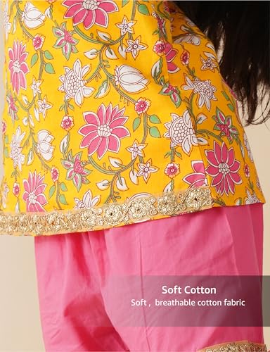 Image of Amazon Brand - Symbol Kids Girls Pure Cotton Kurta Sharara Set (2 pcs) | Ethnic Wear