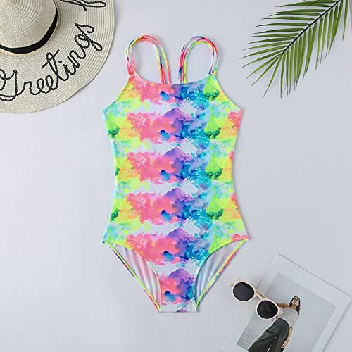 Teen Swimsuits for Girls Kids Tie Dye One Piece Bathing Suits Criss Cross Back Swimwear Summer Beachwear2