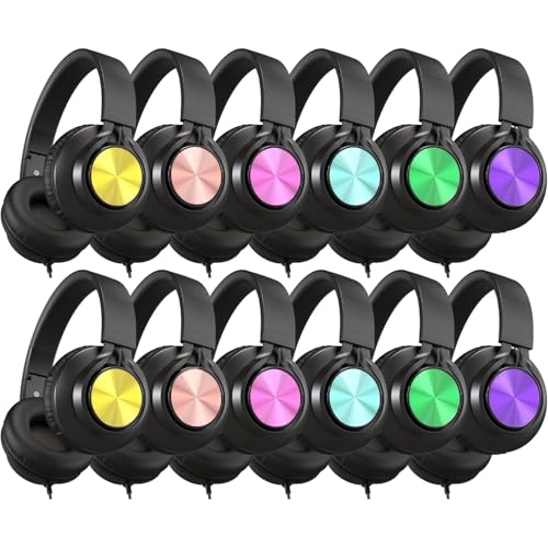 Image of AILIHEN Kids Classroom Headphones with Mic, Wired 12-Pack for K-12 School