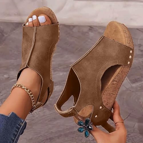 Cork Wedge Sandals for Women Lumi Stud Wedges Maison Birch Cork Wedges Womens Thick Sole Comfy Non-Slip Summer Sandal4