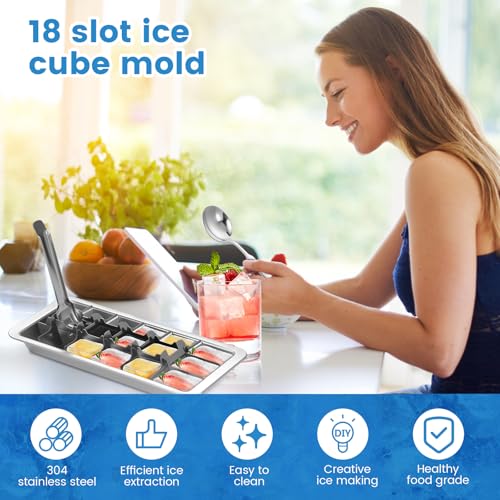 Molde de Cubos de Hielo de Acero Inoxidable con 18 Ranuras miniatura 3