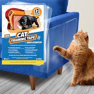 12 Pack Cat Scratch Furniture Protector Tape Sheets – Double-Sided Sticky Training (5 XL, 5 Large, 2 Medium) – Anti-Scratch Couch & Sofa Guard – Clear – Not for Leather, Velvet, Microfiber