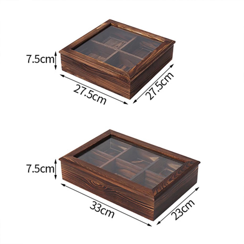 Vassoio per Frutta secca in Legno di Noce con Coperchio Trasparente, Vassoio per Cibo con Griglie da Pranzo, Vassoio per Piatti per Dessert, Frutta, Verdura, per Feste, cene in Famiglia 4 (6)