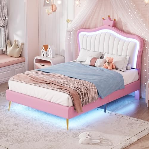 Merax Twin Upholstered Princess Bed Frames Platform with