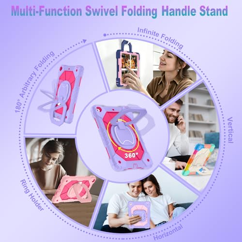 Image of Auizotl Case for iPad 9th /8th /7th Generation 10.2 Inch iPad Case 9th Generation with Screen Protector /Rotate Stand /Pen Holder,Military Grade Shockproof i Pad 9th /8th /7th Gen Cases,Purple Pink