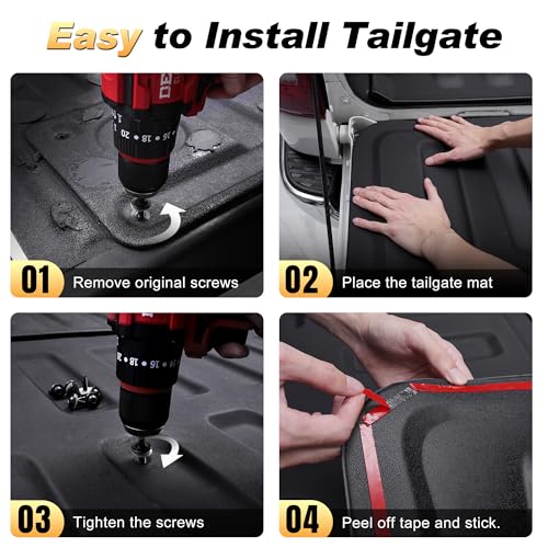 Image of 6.75FT Truck Bed Mat & Tailgate Mats Fit for 2017-2022 Ford F250 F350 F450