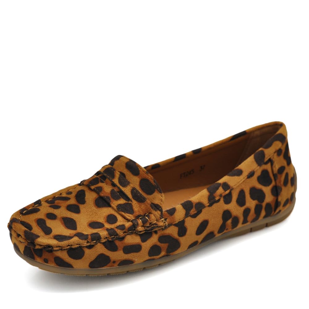 IF Fashion FT245 Damen Mokassins mit Strass Wildleder, 245 Leopard, 38 EU