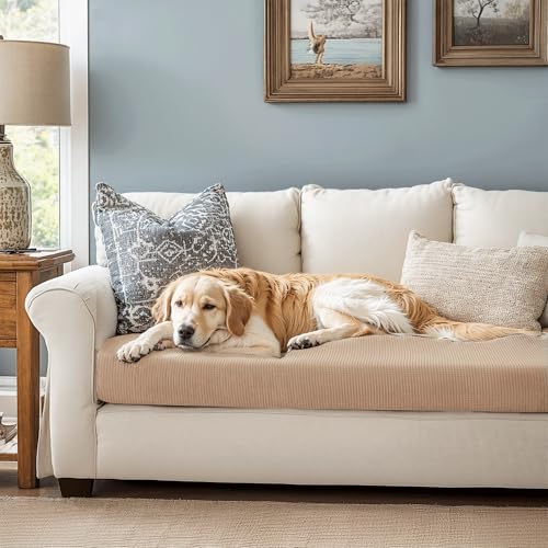 Image of CHUN YI 2PC Stretch Couch Cushion Covers, Sofa Seat Slipcovers Suitable for Armchair Loveseat Sofa with Spandex Jacquard Fabric(2pc,Camel)
