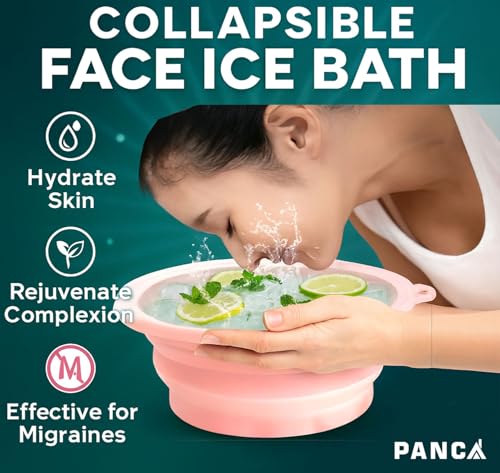 Image of PANCA Foldable Silicone Face Bowl with Built-in Ice Tray | Portable Ice Facial Bowl for Home Ice Baths & Skin Therapy (Pink)