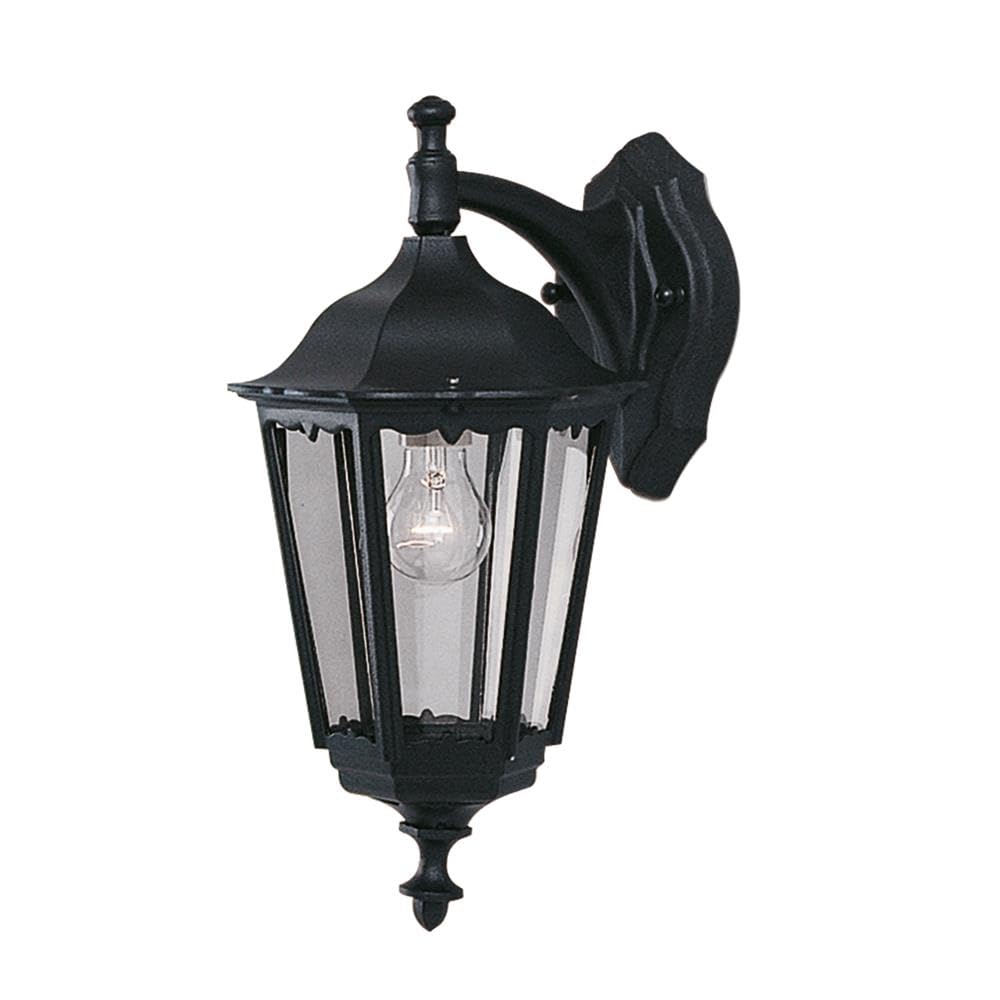 Britalia Black Outdoor Traditional Down Lantern Coach Wall Light - 44Cm Height - 1 X E27 Es Large Edison Screw Light Bulb Required (Not Included) | Suitable For Standard Or Smart Led Lamps