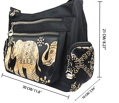 Crossbody Bag for Women Multi Pocket Shoulder Bag Boho Elephant Bag Casual Nylon Purse Handbag3
