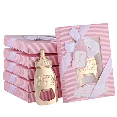 24pcs Poppin Bottle Bottle Opener Baby Shower Favors Gift for Girl with Exquisite Packaging Box,Baby Shower Souvenirs For Guests Girl Baby Shower Party Decor Supplies by WeddParty (Pink A, 24)
