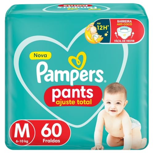 Fralda Pampers Pants Ajuste Total Tamanho M, Fácil de Vestir, 60 Unidades