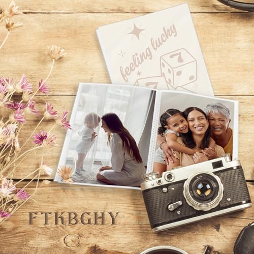 Image of Trendy Feeling Lucky 7 Dice Photo Album 4x6, Preppy Girly 18 Pockets Small Picture Memory Book Photo Album Keepsake for Graduation Wedding Anniversary Travel Vacation