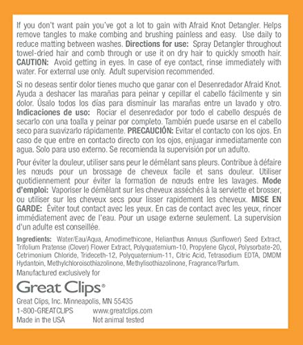 Great Clips Solutions Kid's Afraid Knot Detangler, 8Oz | Light Detangling Spray For Children | Protects & Moisturizes Hair | Recommended For Ages 4-10 #TOP5