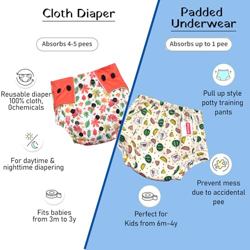 Image of VParents Padded Underwear for Babies and Toddlers with 3 Layers of Cotton Padding Potty Training Pull Up & Diaper-Free Time Fruit