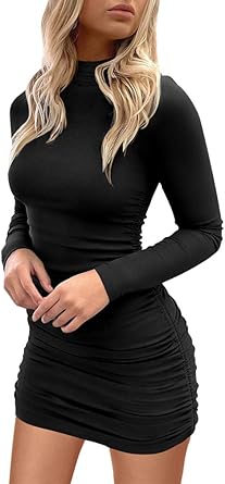 black mini turtleneck dress