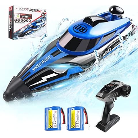 Richgv RC Boat, Fast Remote Control Boat 20+ MPH for Kids and Adults, 2.4 GHZ RC Boats for Pools and Lakes, High Speed RC Boat Toys Gifts for Boys 8-12, 2 Rechargeable Batteries, Storage Bag Cover
