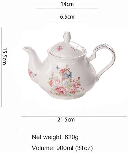Miniatura 5 de YBK Tech Strengthen - Tetera de cerámica de porcelana para café, rosa rosa (tetera + 2 juegos de taza y platillo)