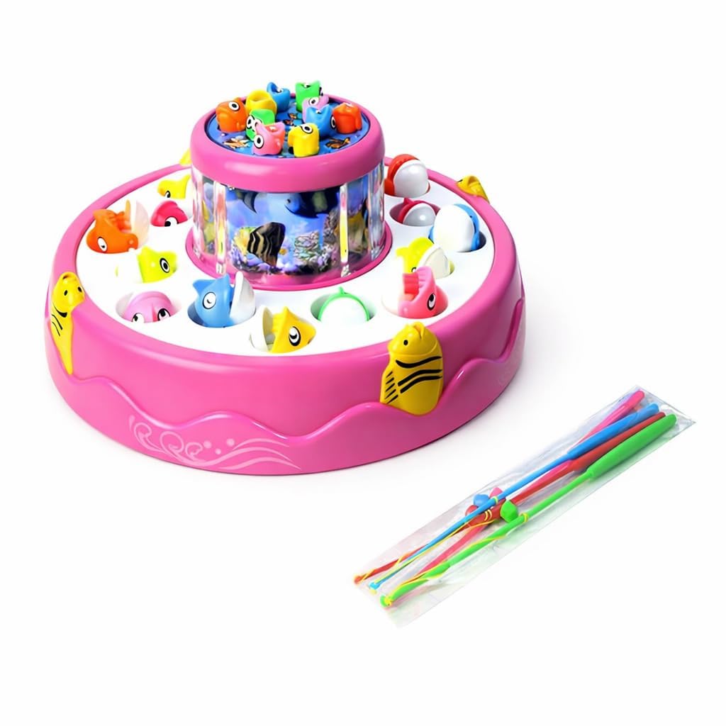 VGRASSP Fishing Game Toy Set for Kids with Multilayer Rotating Pond, 26 Fishes, 4 Fishing Poles, Dynamic Light and Music – Safe and Durable Gift – Multicolor (Color As Per Stock)-image-15