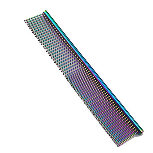 Han Shi Pet Multicolor Stainless Steel Comb Shedding Undercoat Rake Comb for Dogs and Cats - Grooming Tool Accessories (Multicolour)