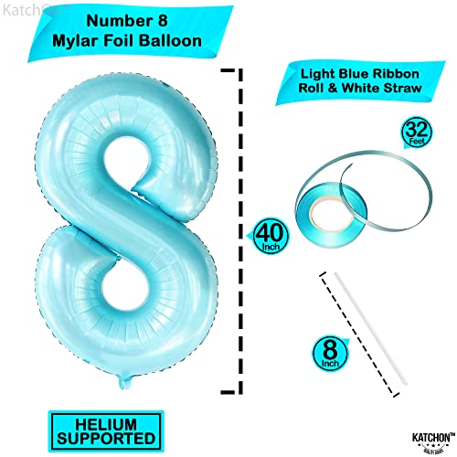 Image of KatchOn, Giant Light Blue Number 8 Balloon - 40 Inch, Birthday Decorations
