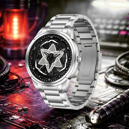 Image of Branded Men's Sport Quartz Watch Ninja Wheel Dial 360 Rotating Casual Fashion Stainless Steel Alloy Mens & Boy's Luxury Metal Gift Creative Watch