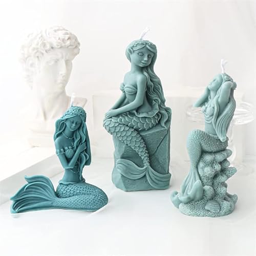 Lsleva Multi Style 3D Mermaid Seashell Shape Silicone Candle Molds, Sexy Woman Body Candle Mold For Candle Making Resin Soap Casting, Marine Theme Molds For Gift Craft Supplies Home Decor (H) #TOP2