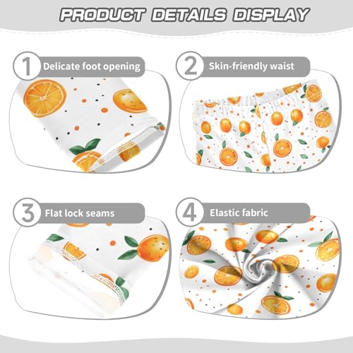 ALAZA Girls' Leggings Children's Yoga Pants Skinny Printed Dance Orange Polka Dot Comfortable 4T2