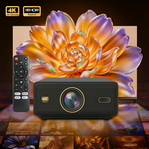 Image of (4K HDR10, 2500 ANSI, 30000 Lumen, HDMI ARC) TOPTRO Legend Gold AI (Japan) Projector 4K Ultra HD, Fully Sealed, 1080p Native, AI Auto Focus, Hotstar Prime Net - Flix Android 12 3G 32G