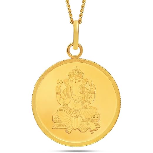 24K Lord Ganesh Gold Coin Pendant 8 Gms