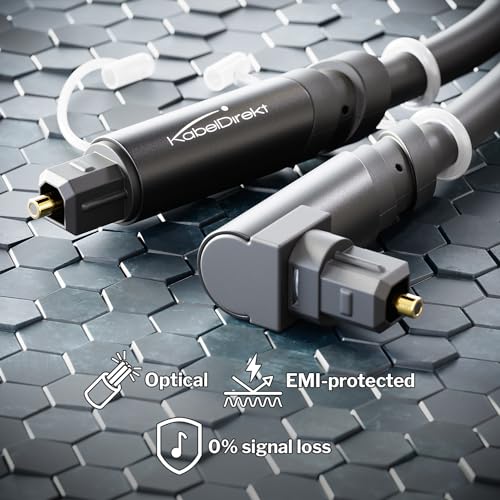 TOSLINK Cable, 90° angled with 0% signal loss, 1m, Fibre optic lead for soundbars (optical audio cable, digital S/PDIF - Image 2