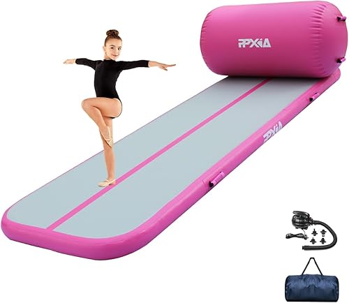 PPXIA Colchoneta inflable de gimnasia de 4 pulgadas de grosor, juego de colchonetas de aire con bomba para entrenamiento, animadoras, uso doméstico,