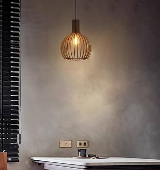 Amazon.co.jp : KY LEE ペンダントライト 木 和風 口金e26