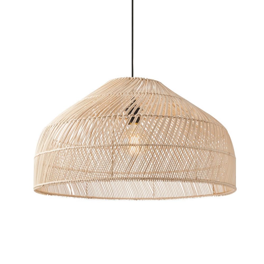 CHUNGYANG Farmhouse Rattan Pendant Light Hand Woven Wicker Chandelier Adjustable Wire Southeast Asian Style Pendant Lamp Fixture for Dining Room Natural Rattan Hanging Lamp for Kitchen Island Hallway