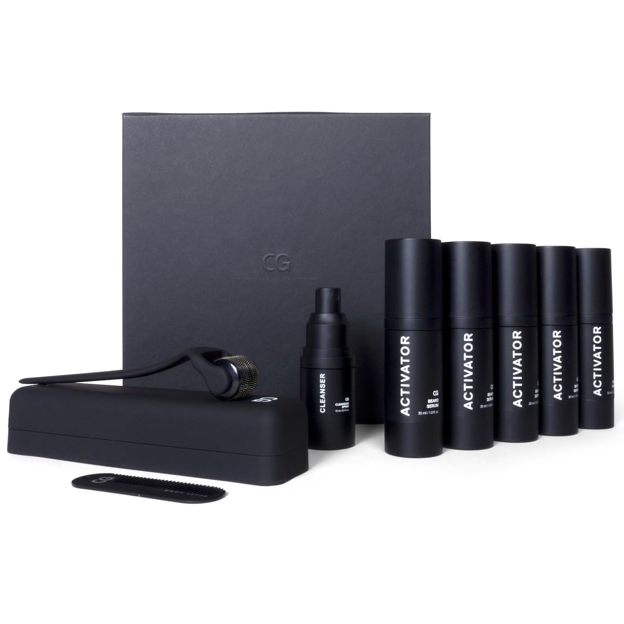 Beard Growth Kit - The Original Beard Growth Kit for Men with Derma Beard Roller, Cleanser, Activator Serum Beard Oil & Beard Keychain Comb (250 Days Supply)