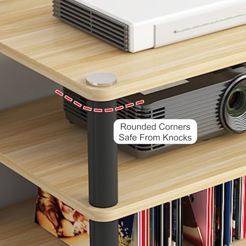 Supporto per dischi in vinile HiFi – Rack audio a 4 livelli, armadietto ad angolo per soggiorno, ufficio, casa da tè, archiviazione stereo con piedini antiscivolo, moderno organizer AV