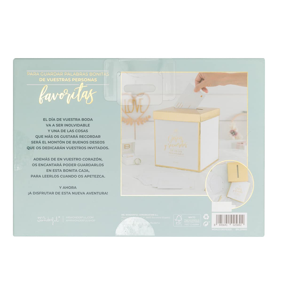 Mr. Wonderful - Caja con tarjetas para firmas de bodas Deseos y recuerdos de un día inolvidable