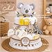 Windeltorte Boho Vintage Stil | Geschenk zur Geburt | Made in Germany | mit Baby-Schmusetuch, hochwertigen Pflegeprodukten, Babytee, Söckchen, Tuch & schönem Zubehör | Baby Geschenk